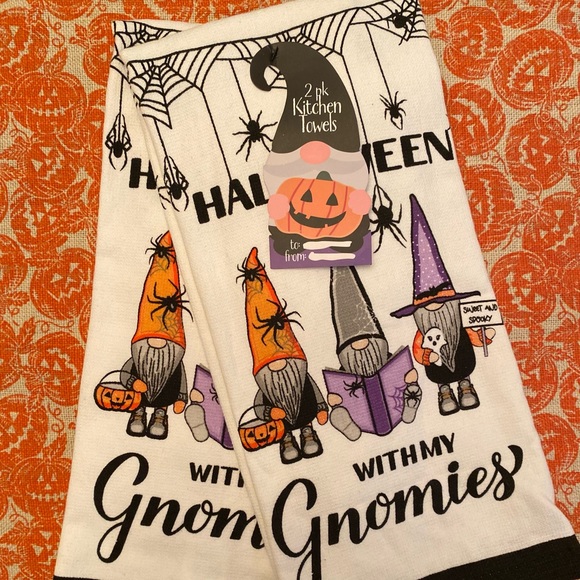 Halloween Gnome Kitchen Towels Set of 2, Halloween With My Gnomies, Witch Gnomes - Picture 2 of 12